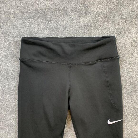 Nike Tights Women S Small Black Fast Dri Fit Low Rise Running Mesh Panels Fitted - Picture 3 of 14